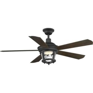 Progress Lighting P2576-2030K Protruding Mount, 5 Walnut Blades Ceiling fan with 18 watts light, Antique Bronze(Forged Black)