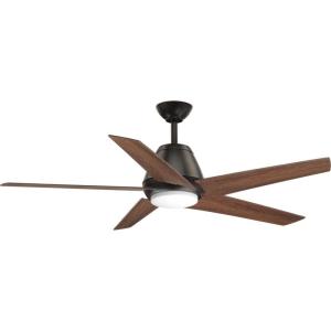 Progress Lighting P2582-0930K Protruding Mount, 5 Silver Blades Ceiling fan with 18 watts light, Brushed Nickel(Antique Bronze)