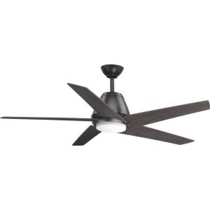 Progress Lighting P2582-0930K Protruding Mount, 5 Silver Blades Ceiling fan with 18 watts light, Brushed Nickel(Graphite)