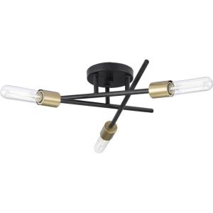 Progress Lighting P350225-020 Astra Collection 3-Light Modern Semi-Flush Mount Light Antique Bronze