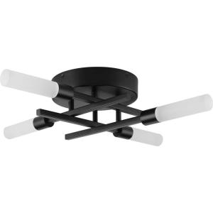 Quadrant LED Collection 4-Light Matte Black Frosted Glass Modern Flush Mount Ceiling Light