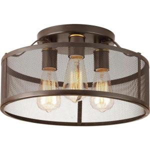 Progress Lighting Swing Collection Three-Light 15″ Flush Mount(Bronze)