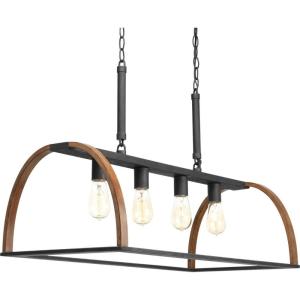 Progress Lighting Trestle Collection 4-Light Farmhouse Chandelier Light Gilded Iron