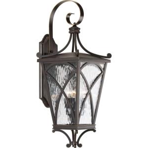 Progress Lighting Cadence Collection 3-Light Clear Water Seeded Glass Luxe Outdoor Large Wall Lantern Light Oil Rubbed Bronze(Bronze)