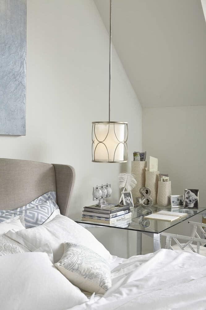 image:imageProgress Lighting Landree Collection 1Light White Silk Shade Luxe MiniPendant Light Matte Black