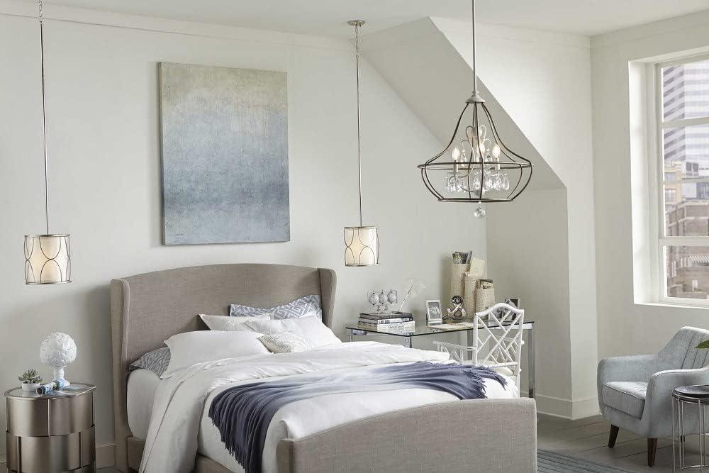 image:imageProgress Lighting Landree Collection 1Light White Silk Shade Luxe MiniPendant Light Matte Black