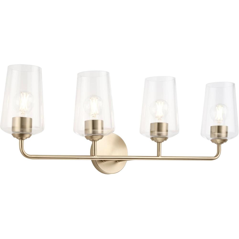 image:imageProgress Lighting Celino Collection FourLight Vanity Light with Clear Glass Shades