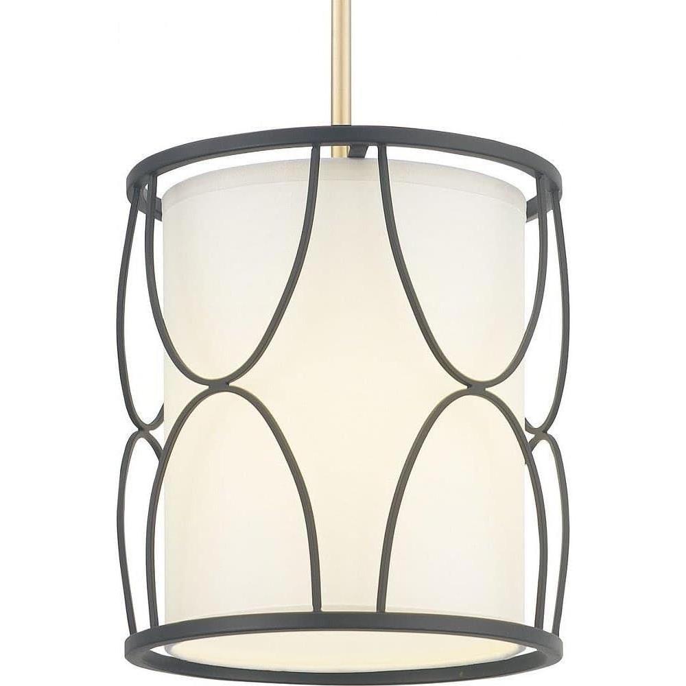 image:imageProgress Lighting Landree Collection 1Light White Silk Shade Luxe MiniPendant Light Matte Black