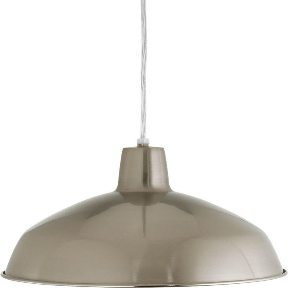 image:imageProgress Lighting Metal Shade Collection 1Light Spun Metal Shade Farmhouse Pendant Light Brushed NickelBrushed Nickel
