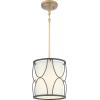 Progress Lighting Landree Collection 1-Light White Silk Shade Luxe Mini-Pendant Light Matte Black