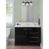Progress Lighting P300428-31M Preston 22 in. Three-Light Matte Black Vanity Light with Etched Opal Glass Shades