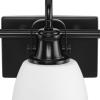 Progress Lighting P300428-31M Preston 22 in. Three-Light Matte Black Vanity Light with Etched Opal Glass Shades