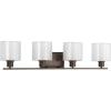 Progress Lighting Invite Collection 4-Light White Shade New Traditional Bath Vanity Light Brushed Nickel(Antique Bronze)