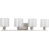 Progress Lighting Invite Collection 4-Light White Shade New Traditional Bath Vanity Light Brushed Nickel(Brushed Nickel)