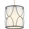 Progress Lighting Landree Collection 1-Light White Silk Shade Luxe Mini-Pendant Light Matte Black