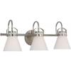 Progress Lighting McClimon 22.12 in. 3-Light Brushed Nickel Luxe Vanity Light for Bathroom Mirror with Etched Opal Glass Shades P300494-009