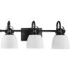 Progress Lighting P300428-31M Preston 22 in. Three-Light Matte Black Vanity Light with Etched Opal Glass Shades