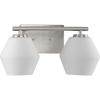 Progress Lighting P300431-009 Copeland Collection 15 in. Two-Light Brushed Nickel Vanity Light with Etched Opal Glass Shades