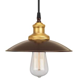 Progress Lighting 1-Light Brass Paint Inside Metal Shade Farmhouse Mini-Pendant Light, Archives Collection, Indoor, P5161-20, Antique Bronze