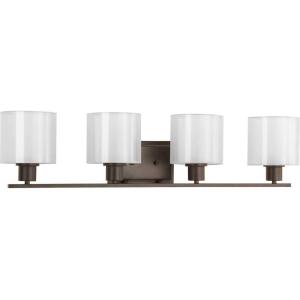 Progress Lighting Invite Collection 4-Light White Shade New Traditional Bath Vanity Light Brushed Nickel(Antique Bronze)