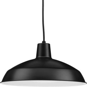 Progress Lighting Metal Shade Collection 1-Light Spun Metal Shade Farmhouse Pendant Light Brushed Nickel(Black)