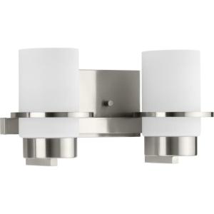 Progress Lighting P300415-015 Reiss 22.75 in. Three-Light Polished Chrome Vanity Light with Etched Glass Shade(Brushed Nickel)