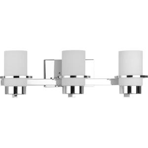 Progress Lighting P300415-015 Reiss 22.75 in. Three-Light Polished Chrome Vanity Light with Etched Glass Shade(Polished Chrome)