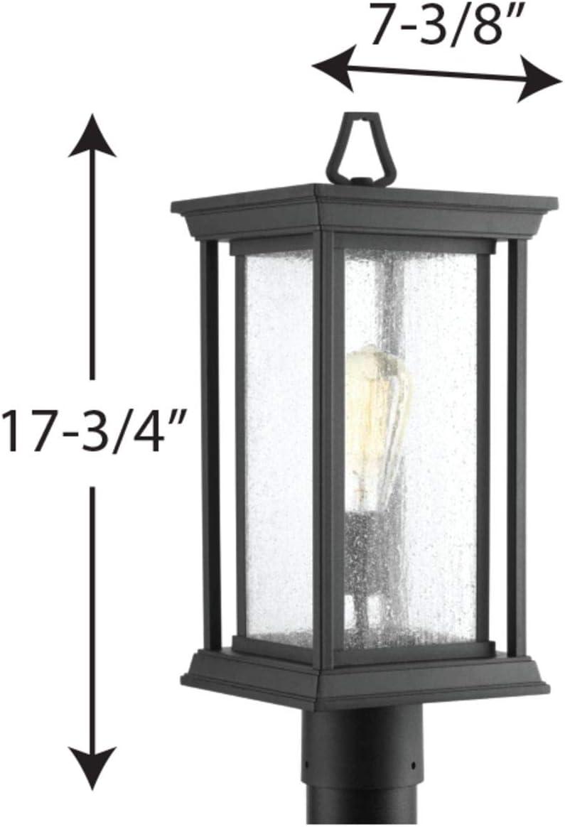 image:imageProgress Lighting 1Light Clear Seeded Glass Craftsman Outdoor Post Lantern Light Endicott Collection Outdoor P540031 Textured BlackBlack