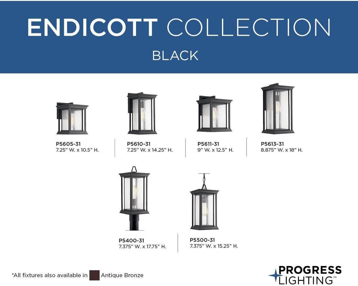 image:imageProgress Lighting 1Light Clear Seeded Glass Craftsman Outdoor Post Lantern Light Endicott Collection Outdoor P540031 Textured BlackBlack