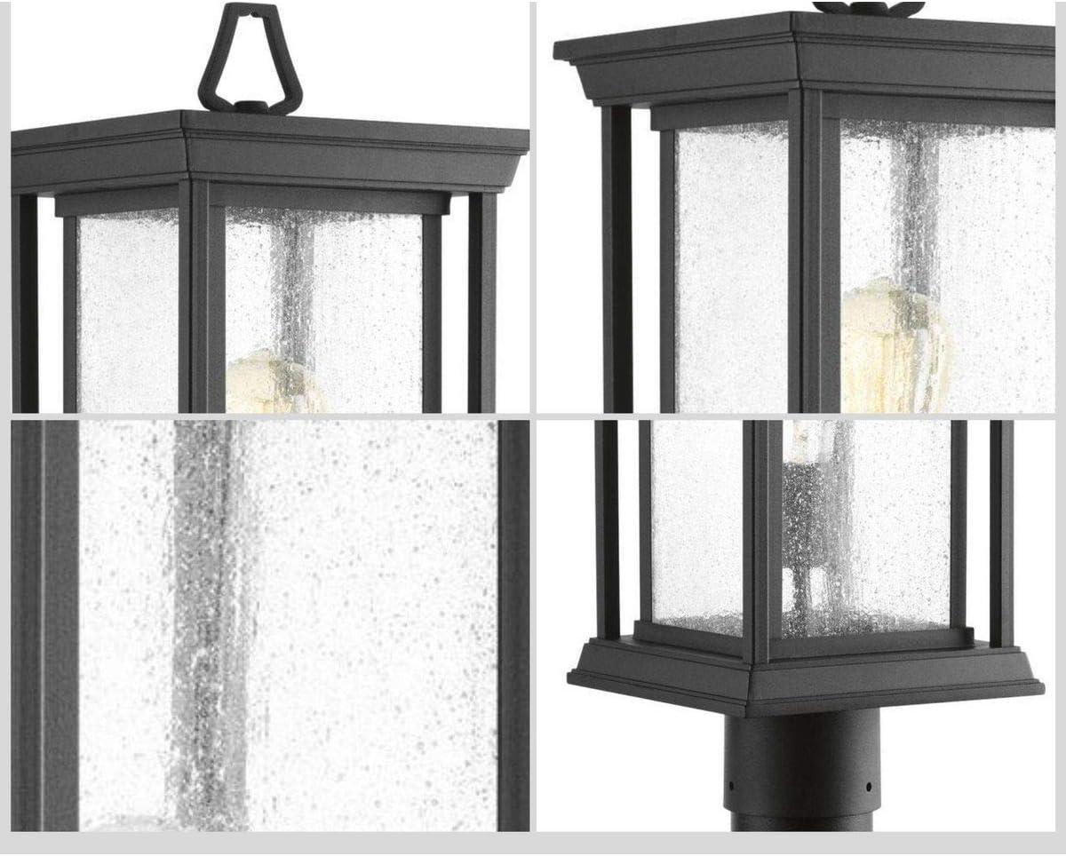 image:imageProgress Lighting 1Light Clear Seeded Glass Craftsman Outdoor Post Lantern Light Endicott Collection Outdoor P540031 Textured BlackBlack