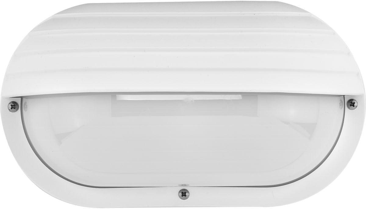 image:imageProgress Lighting 1Light UV Stabilized Ribbed Frosted Polycarbonate Shade Modern Outdoor 1012 Wall or Ceiling Light Bulkheads Collection Outdoor P570630 White