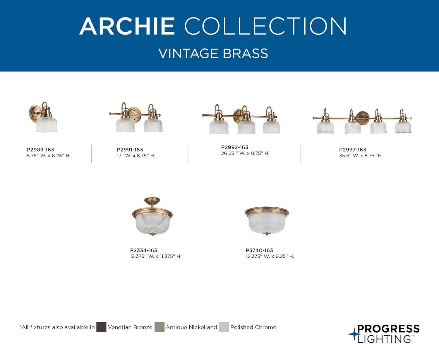 image:imageProgress Lighting 2Light 1238 ClosetoCeiling Archie Collection Indoor P3740163 Vintage BrassBrass