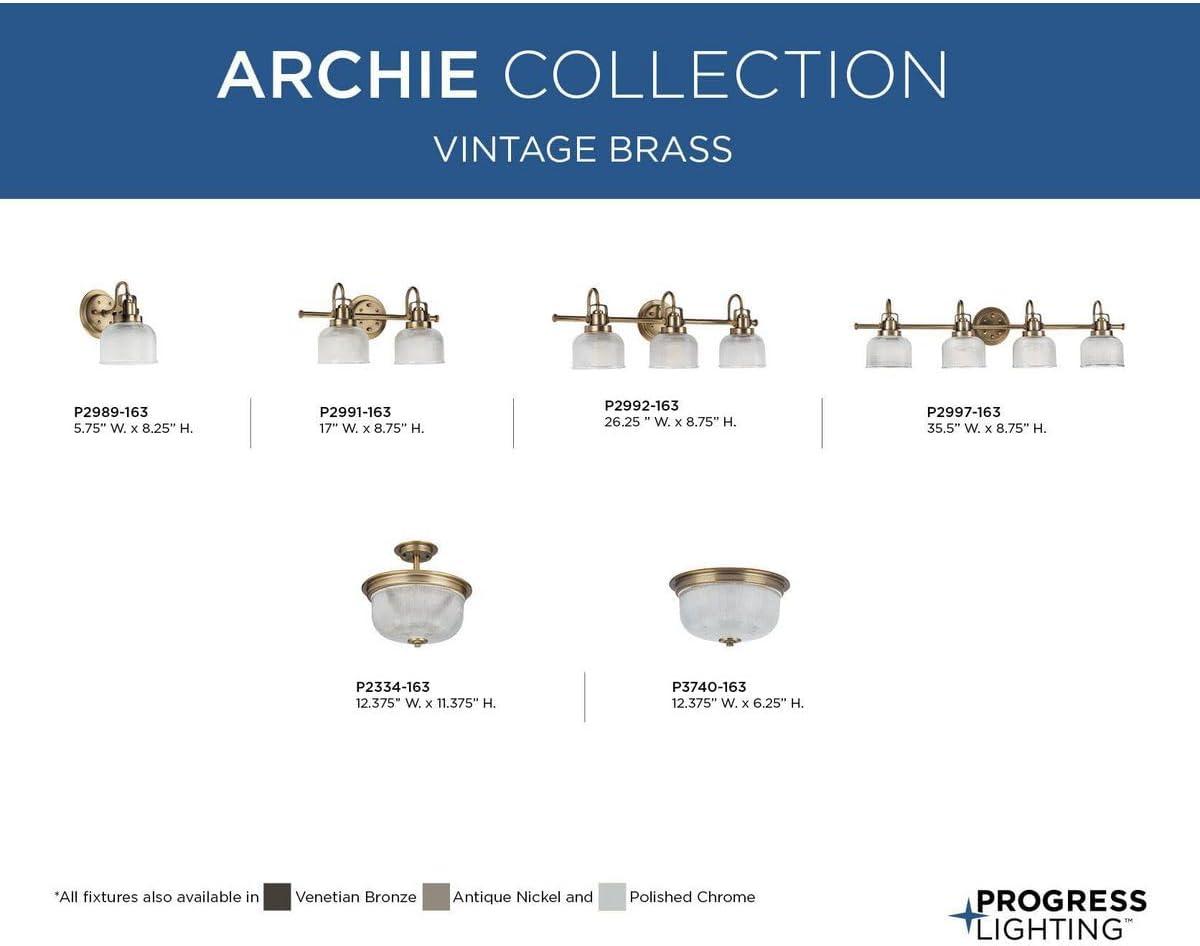 image:imageProgress Lighting 2Light 1238 ClosetoCeiling Archie Collection Indoor P3740163 Vintage BrassBrass