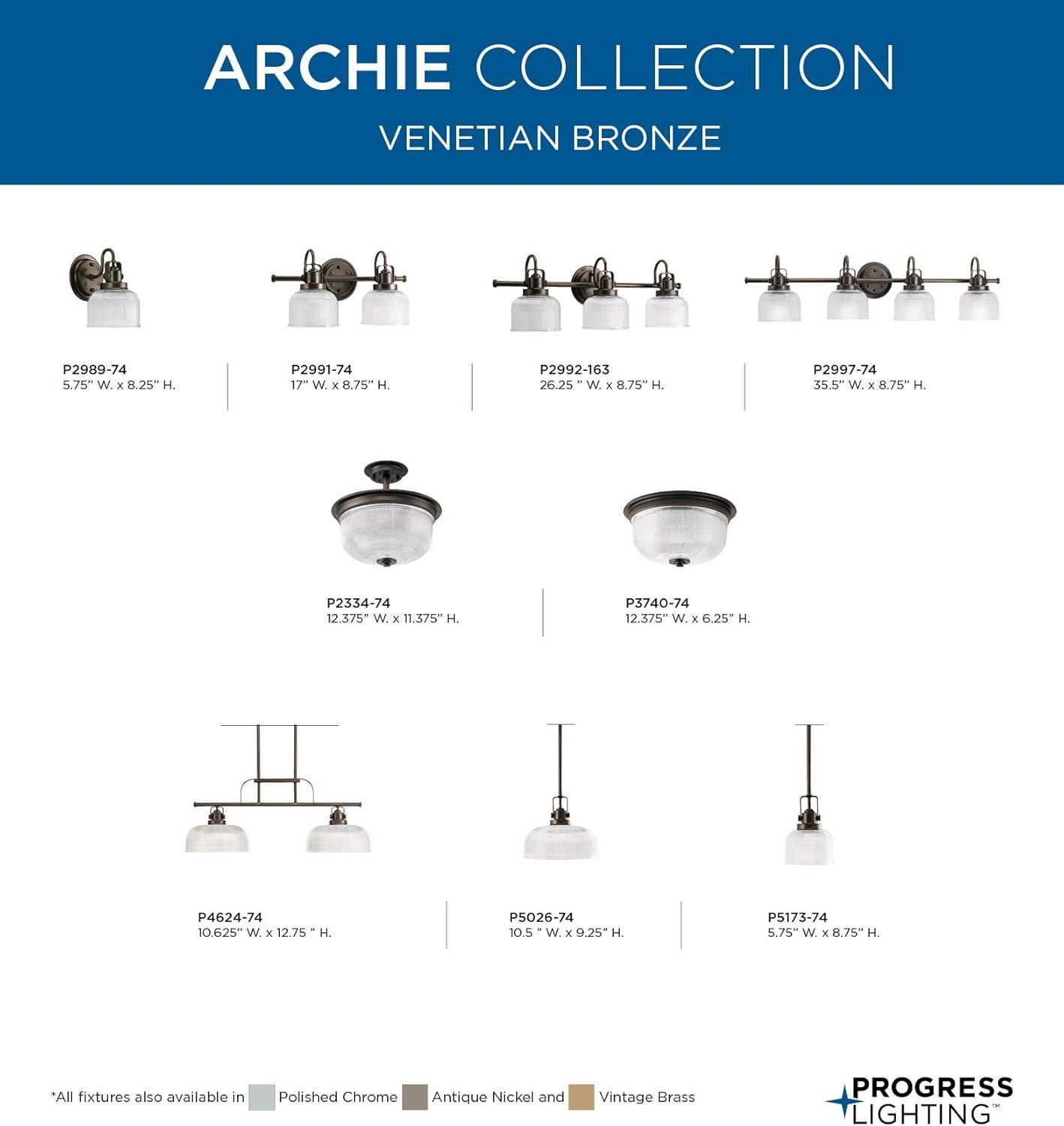 image:imageProgress Lighting 2Light 1238 ClosetoCeiling Archie Collection Indoor P3740163 Vintage BrassBronze