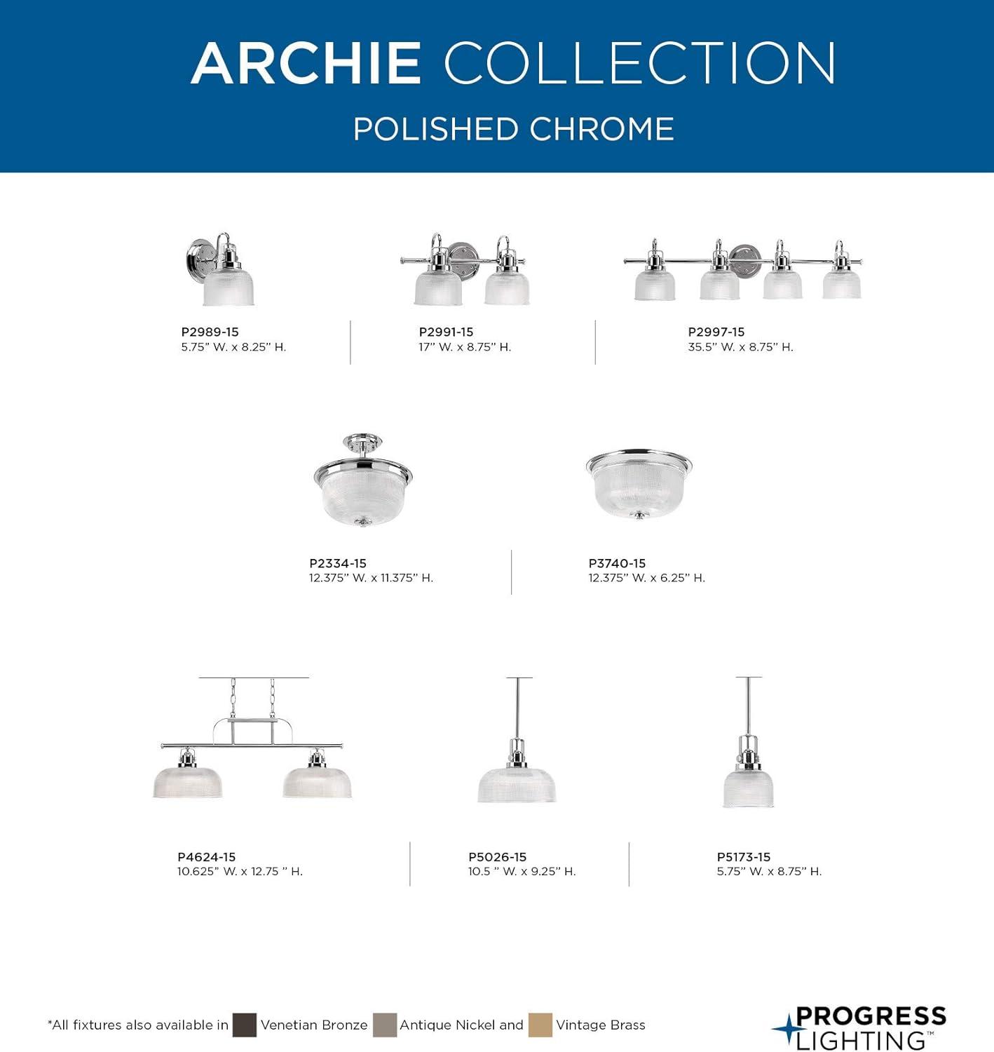 image:imageProgress Lighting 2Light 1238 ClosetoCeiling Archie Collection Indoor P3740163 Vintage BrassChrome