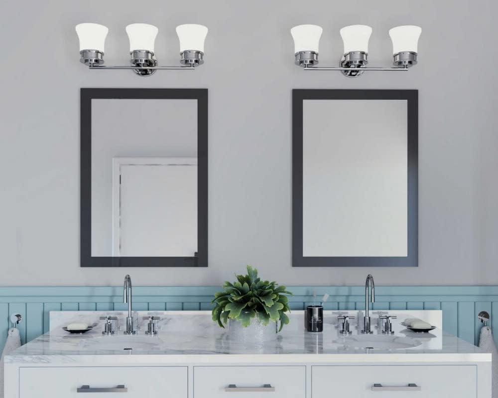 image:imageProgress Lighting 4 Light Bathroom Vanity Light Coastal Style Modern Bath Lighting Fixture with Etched White Glass Shade for Over the Mirror Reversible Mounting Cascadia Collection Antique BronzeAntique Bronze