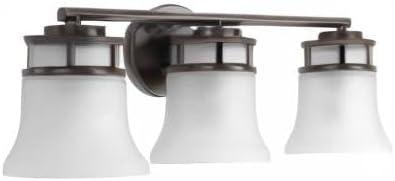 image:imageProgress Lighting 4 Light Bathroom Vanity Light Coastal Style Modern Bath Lighting Fixture with Etched White Glass Shade for Over the Mirror Reversible Mounting Cascadia Collection Antique BronzeAntique Bronze