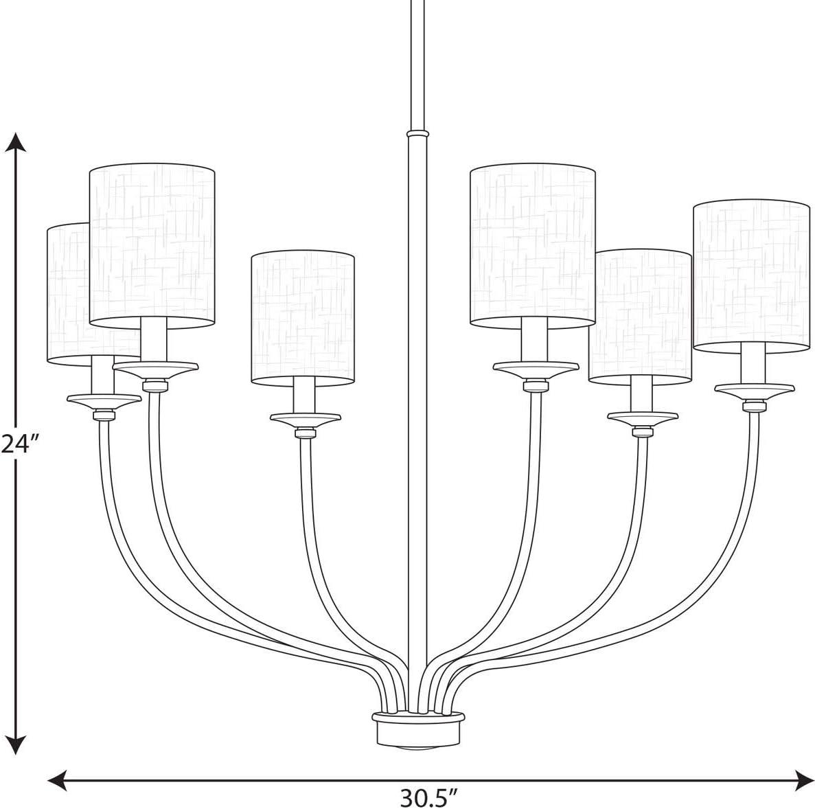 image:imageProgress Lighting Bonita Collection 6Light White Linen Fabric Shade Luxe Chandelier Light Matte Black