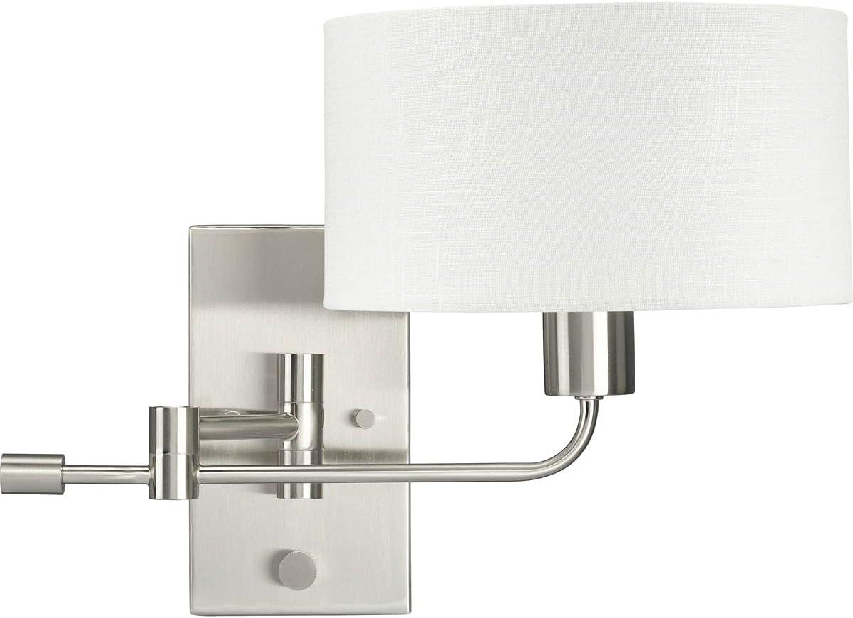 image:imageProgress Lighting Carrick Collection 1Light Summer Linen Shade Transitional Wall Light Brushed NickelNickel
