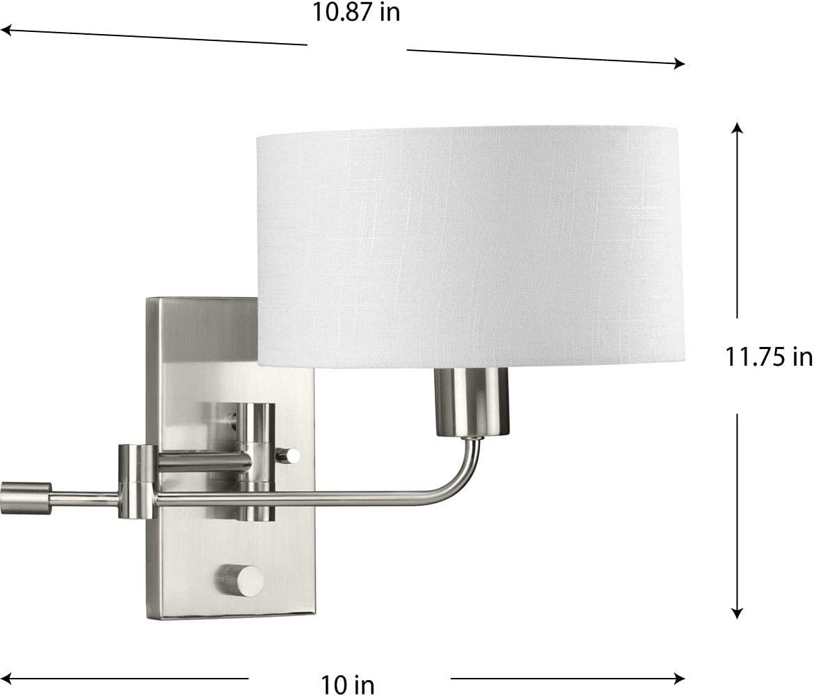 image:imageProgress Lighting Carrick Collection 1Light Summer Linen Shade Transitional Wall Light Brushed NickelNickel