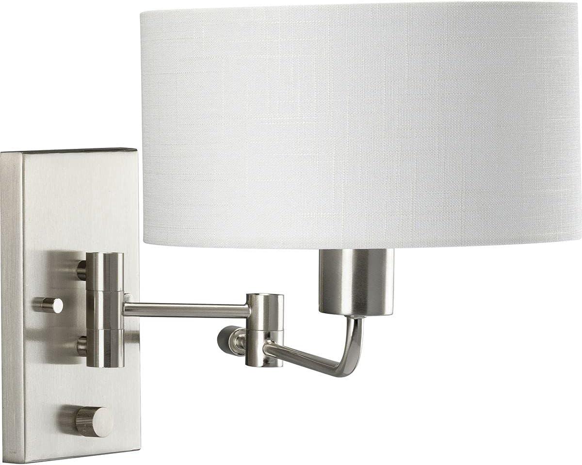 image:imageProgress Lighting Carrick Collection 1Light Summer Linen Shade Transitional Wall Light Brushed NickelNickel