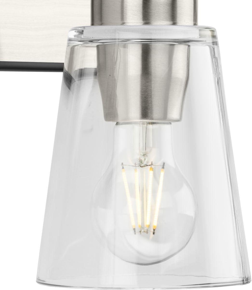 image:imageProgress Lighting Cassell 2412 in 3Light Brushed Nickel and Matte Black Vanity Light with Clear Glass Shades for Bathroom