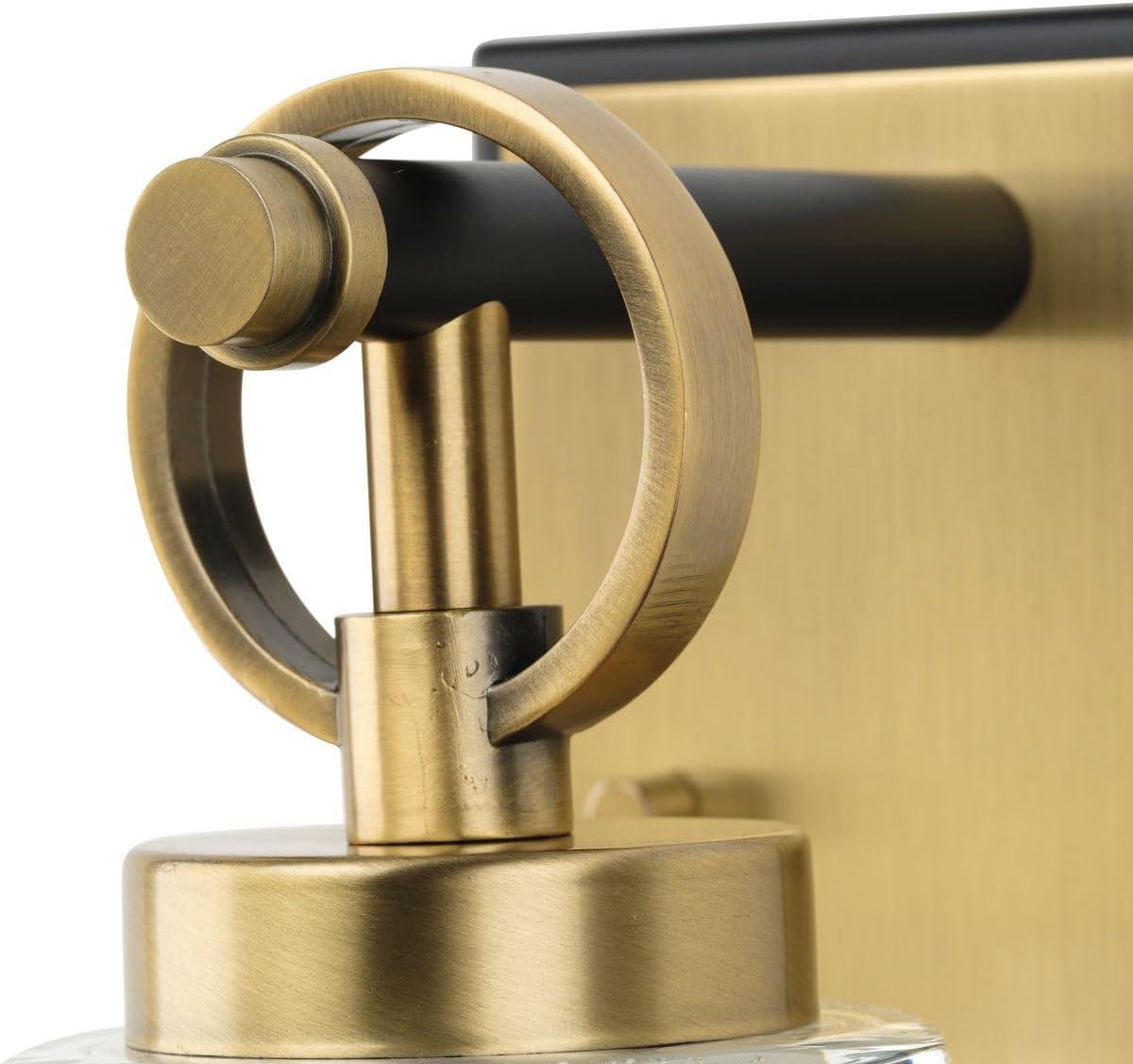 image:imageProgress Lighting Cassell 475 in 1Light Vintage Brass and Matte Black Vanity Light with Clear Glass Shade for Bathroom