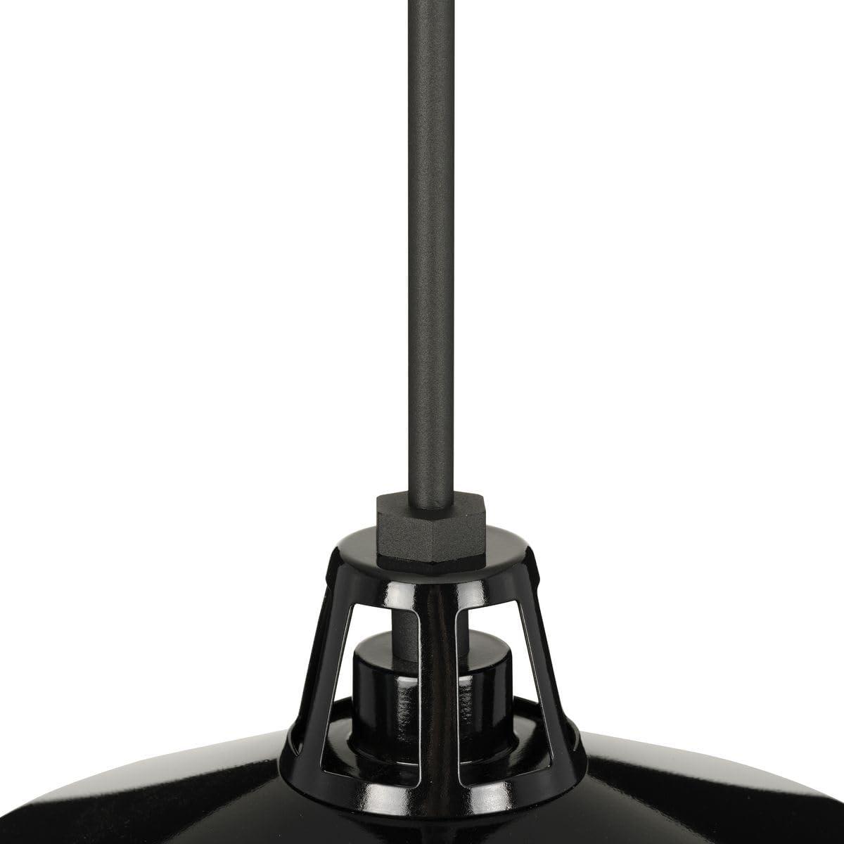 image:imageProgress Lighting Cedar Springs Collection 1Light Black Metal Shade Farmhouse Outdoor Hanging Light Textured BlackBlack
