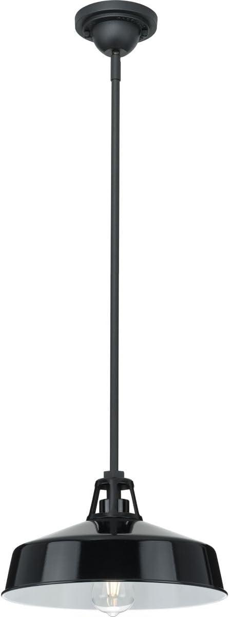 image:imageProgress Lighting Cedar Springs Collection 1Light Black Metal Shade Farmhouse Outdoor Hanging Light Textured BlackBlack