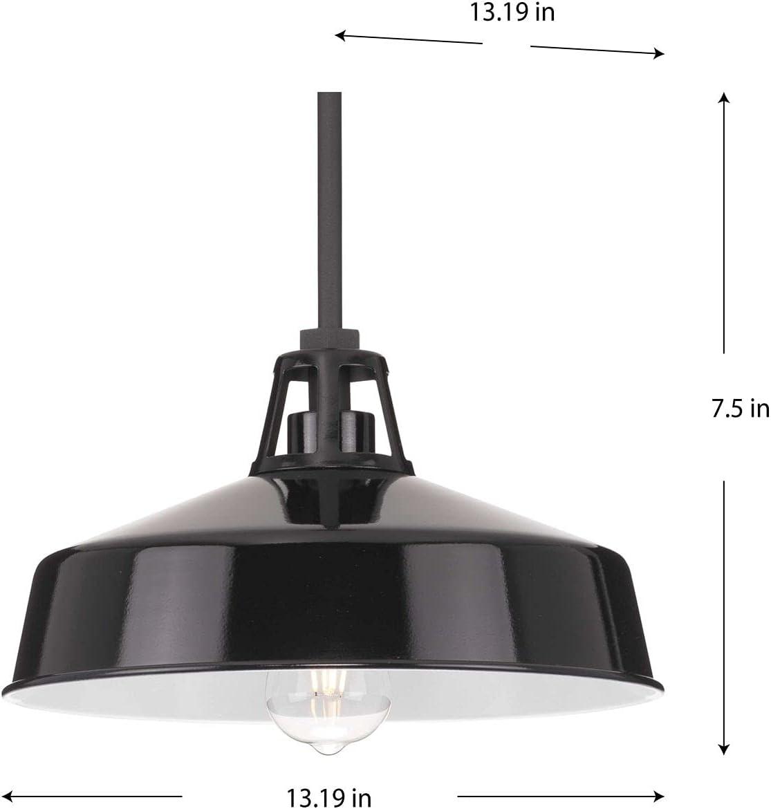 image:imageProgress Lighting Cedar Springs Collection 1Light Black Metal Shade Farmhouse Outdoor Hanging Light Textured BlackBlack