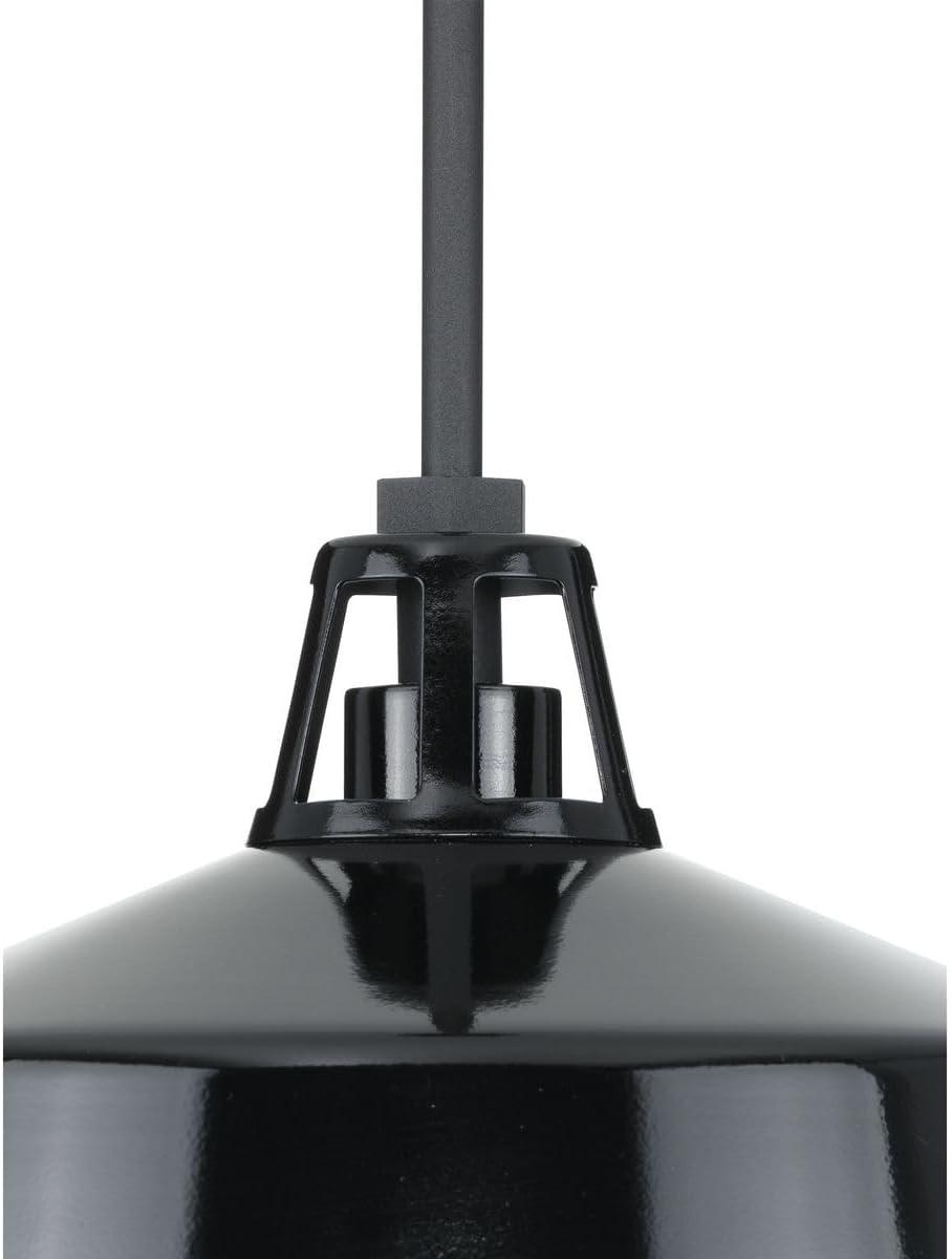 image:imageProgress Lighting Cedar Springs Collection 1Light Black Metal Shade Farmhouse Outdoor Hanging Light Textured BlackBlack