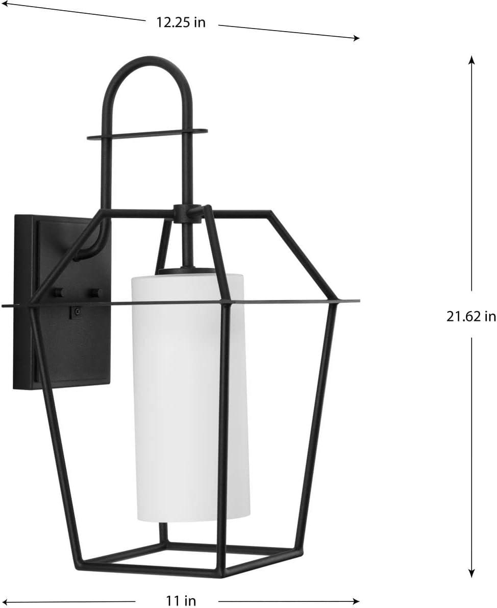 image:imageProgress Lighting Chilton Collection 1Light Textured Black Outdoor Wall Lantern with Etched Glass Shade