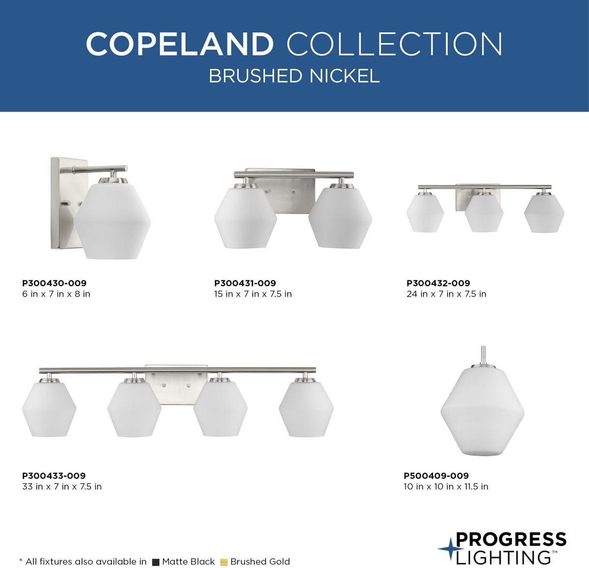 image:imageProgress Lighting Copeland Collection ThreeLight Brushed Gold Vanity MidCentury Modern Vanity Light P300432191Brushed Nickel