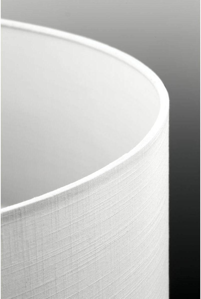 image:imageProgress Lighting Drum Shade Collection FiveLight Chandelier Farmhouse Style Hanging Ceiling Light Fixture for Dining Rooms Foyers White Textured Linen Shade Brushed NickelBrushed Nickel